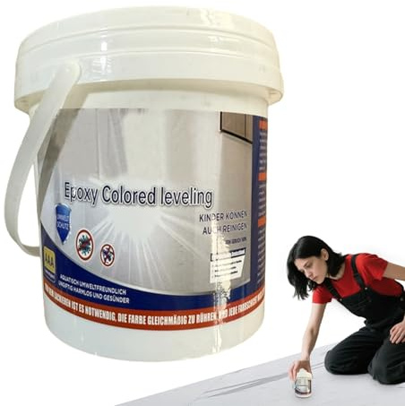WJnflQN Epoxy Resin Floor Paint for Concrete, Epoxy Paint with Quartz Sand, Waterproof, Self-Levelling, Non-Slip, Water-Based for Indoor/Outdoor Use, Patio Tiles
