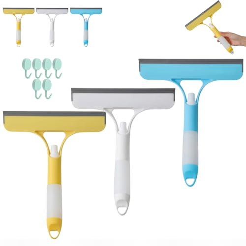 Xanthelle Duschabzieher, 3 in 1 pulitore per finestre con Spray, tergivetro e Scrubber, raschiatore per Pavimenti e Doccia, pulitore per vetri e Piastrelle