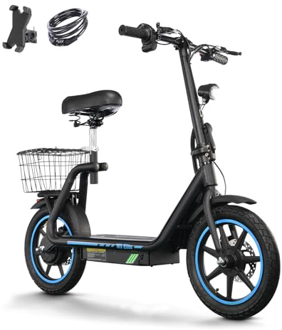 TWOFISH Patinete Eléctrico para Adultos, Ruedas de 14 Diámetro, Potencia Maxima de 500W con Batería de 48V 13 Ah, Capacidad 120 kg, MAX Autonomía 30 km, Doble Frenos de Disco, M5 Elite