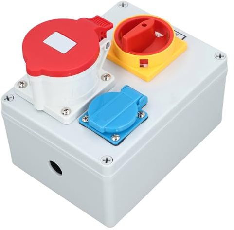 FTVOGUE Wall Power Distributor Box Industrial Socket Power Distribution Box with 15A 32A 5 Pin IP44 for Indoor Outdoor Construction Site