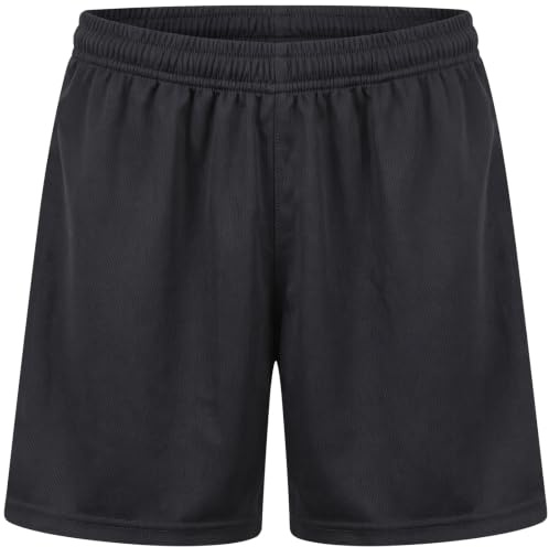 srclo Kids Football Shorts Boys Girls PE School Sports Shorts Quick Dry Mesh Breathable Training Running Gym Shorts (UK, Age, 12 Years, 13 Years, Regular, Black)