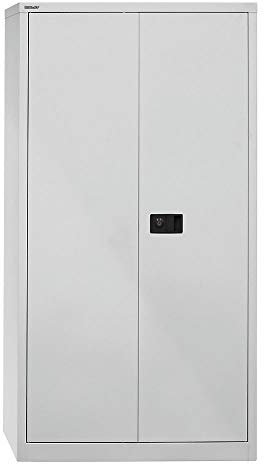 BISLEY Flügeltürenschrank Universal, 3 verzinkte Fachböden, 4 OH, Metall, 645 Lichtgrau, 40 x 91.4 x 180.6 cm