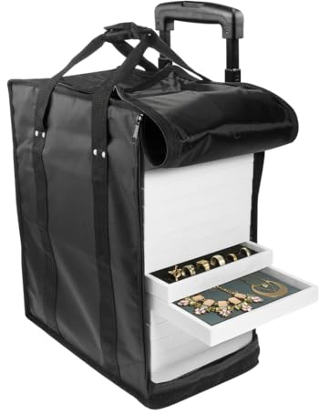 SE Jewelry Carrying Case, Black - Water-Resistant, Foam-Lined, 17-Tray Capacity (Trays Not Included) - JT918TCB-WW
