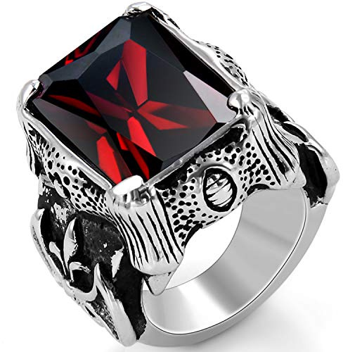 OIDEA Siegelring mit Stein Edelstahl, Nordischer Krieger Biker Ring Herren, Schwarz Größe 62 (19.7)
