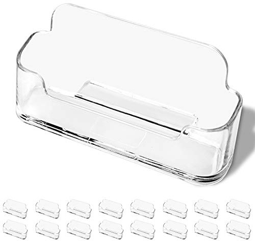 DMFLY Acrylic Business Card Holder - Display Stand for Desk, Home & Office, Fits 30-50 Cards (16 Pack)