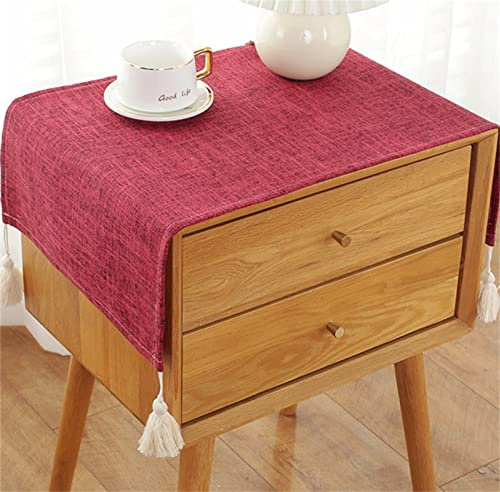 Utobanh Bedside Table Cover Cloth Tablecloth, Non-Slip Dustproof TV Cabinet Refrigerator Washing Machine Cover Towel Universal Small Square Towel (15.7 * 35.4 inches,dark red)