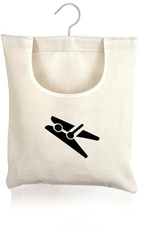 Ceihwa Borsa per Mollette da Bucato con Gancio Porta Mollette Bucato da Esterno Sacchetto Portamollette Tessuto Cestino Porta Pinzette Bucato Sacchetto per Mollette Picchetti Organizer Uso Interno
