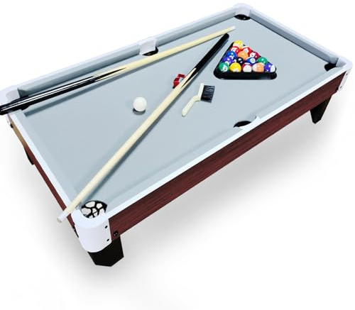 OYE 40 Inch Pool Table Top, 3.5FT Mini Pool Table Top, Small Wooden Snooker Tabletop, Billiards Tabletop Set with Full Accessories (Gray)