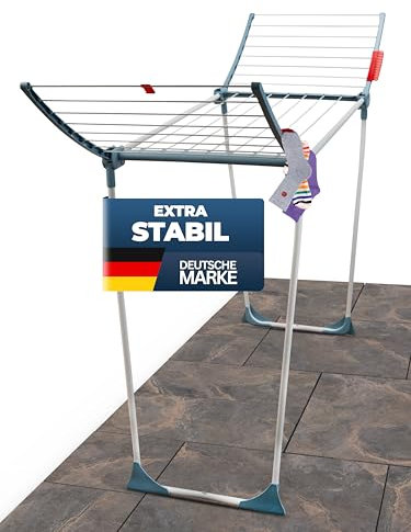 STAHLMANN ® Wäscheständer [18M Trockenfläche ] - Flügelwäscheständer [Made IN EU] 1,05 M Flügel ideal für Lange Kleidungsstücke - Wäscheständer platzsparend