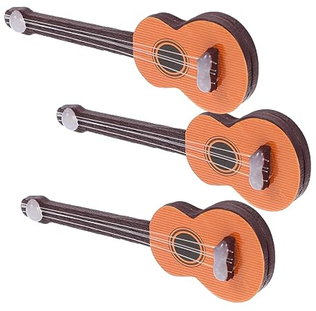 ibasenice Guitare Miniature en Bois Design Vintage Décoration De Noël pour Garçons Et Filles Instrument De Musique Mini Maison Fournitures Accessoire pour Maison De Poupée