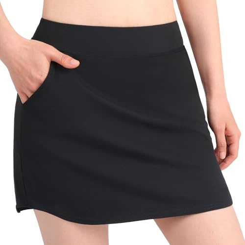 Miyanuby Girls Skater Skirts High Waisted Stretch Skirts for Kids School Skirt with Shorts Tennis Sports Skorts with Side Pockets