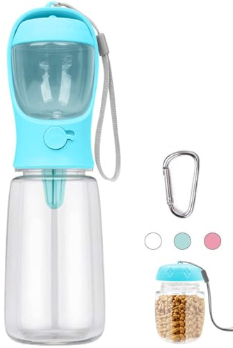 COTOP Dog Water Bottle and Food Container, Puppy Drinking Bottle for Walking Traveling Leak Proof Drinking Dispenser Food Grade Hot Water Feeder Bottle (550+100 blue)