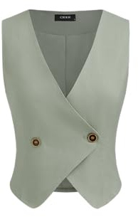 CIDER Womens Shirts Linen Blend V Neck Button Vest Sleeveless Blazer Business Casual Vest Outfits For Women
