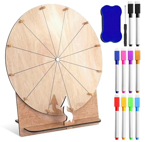 Roue De La Fortune,35 CM 12 Slots Roue De La Chance Avec Un Marqueur,Roue De Jeu De Mariage,Roue De Prix En Bois,Roue De Prix En Bois Jeu De Roue Pour Carnaval,Foires,Jeux,Pub