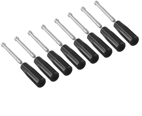 Lot de 2 poignées de machine à volant tournant avec tige filetée mâle M10 pour fraiseuses, tours, équipements de meulage – Bouton en plastique noir (lot de 2)