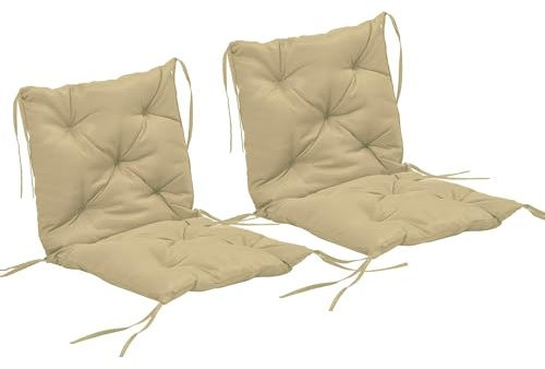 Outsunny 2er-Set Sitzkissen Bindebänder Stoffbezug 98 x 50 cm Khaki