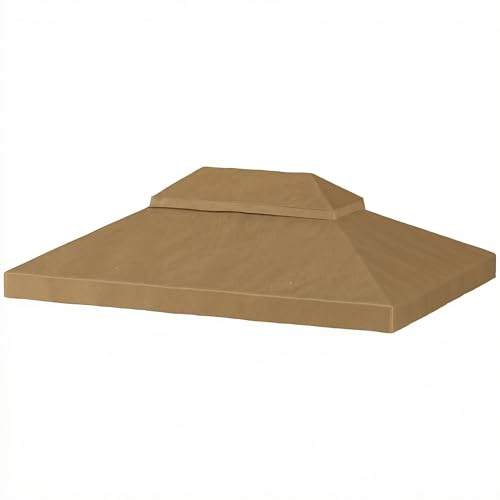 Outsunny - Lona de repuesto para pabellón (4 x 3 m, techo doble con agujeros de drenaje, poliéster de alta densidad, 370 g/m², protección solar UPF30+, lona incluida, solamente, color beige