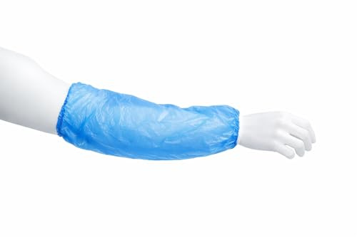 Pellicola protettiva per braccio 20 × 40 cm – Blu – 100 pezzi (50 coppie) – Maniche monouso in PE – Protezione per avambraccio per industria alimentare, gastronomia, farmaceutica e igiene