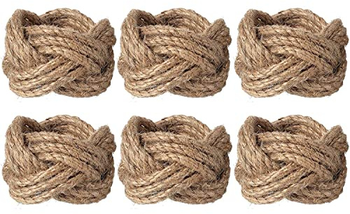 Anillos de servilletas Cuerda arpillera Hechos a Mano náuticos Estilo Granja para Otoño Acción Gracias Mesa Cena Bodas Decoraciones Fiestas
