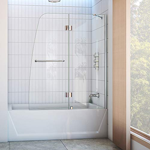 DreamLine Aqua 48 in. W x 58 in. H Frameless Hinged Tub Door in Chrome, SHDR-3148586-01