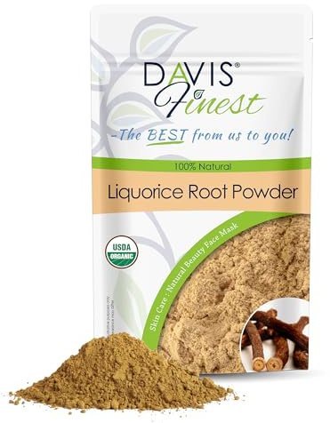 Davis Finest Polvo de Regaliz – Despigmentante Facial Natural, Mascarilla de Cara, Ilumina, Blanquea, Hidrata, Corrige Marcas de Acné, Puntos Negros, Manchas, Aclara, Iguala el Tono de Piel, 100 g