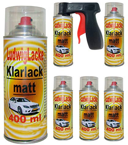 LudwigLacke Klarlack matt Spraydose 6 x 400ml Plus Haltegriff
