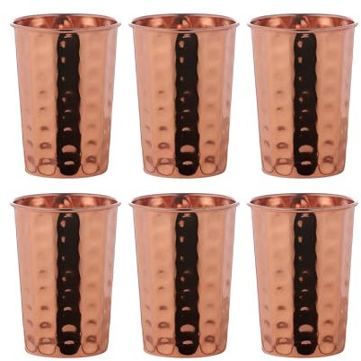 AncientImpex Lot de 6 verres martelés en cuivre pur | Capacité de 350 ml