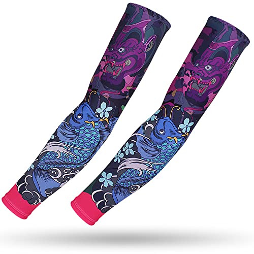 DETUCK Manicotti per tatuaggi, maniche per braccia, scaldabraccia protezione solare UV, manicotti per braccia, maniche per braccia raffreddanti UPF 50+, manicotti per tatuaggi a compressione (una