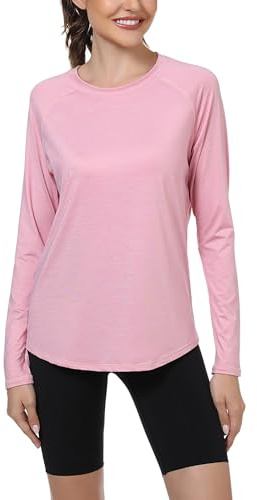 Gyabnw Haut de Sport à Manches Longues pour Femme, entraînement, Yoga, Course à Pied, col Rond, léger, Doux, séchage Rapide, vêtements de Sport de Golf