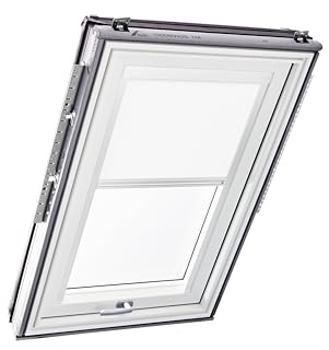 Original Roto Rollo Exclusiv ZRE für Roto Dachfenster - Führungsschiene Weiß - Manuelle Bedienung - Tageslichtrollo für Baureihe Designo R6/R8 i8 und Classic 64/84 - Größe 074/118 | 07/11 - Farbe Weiß