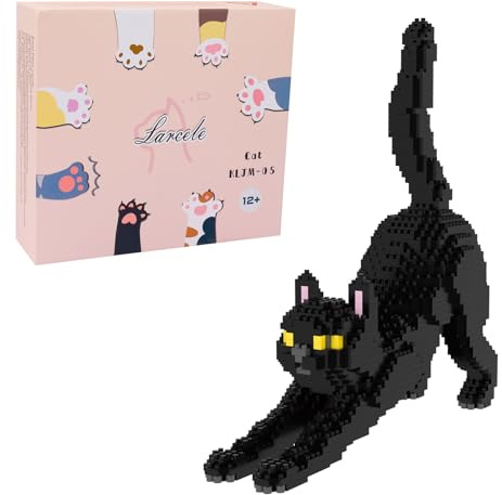 Larcele 999 Pezzi Set di Costruzioni Micro Gatto Mattoncini da Costruzione KLJM-05 (Gatto Nero)