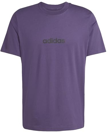 adidas Men's Essentials Linear Single Jersey TEE, Aurora Plum/Black, L
