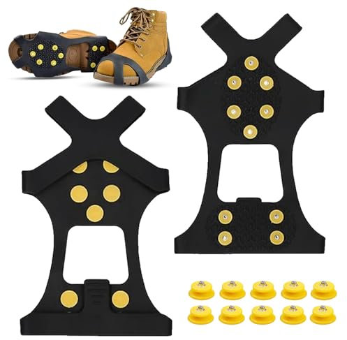 Anti Rutsch Schuhspikes, Spikes für Schuhe Winter aus Edelstahl Wander Anti-Rutsch Schuhspikes Ice Schuhkrallen Eisspikes Perfekte Grödel für Männer und Frauen für Winter Outdoor-Sport (L)