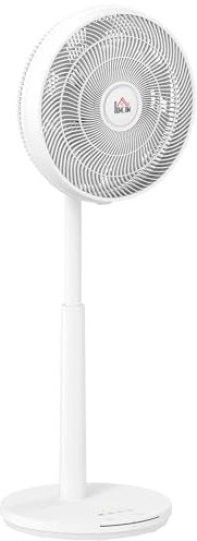 HOMCOM Standventilator leise mit Fernbedienung, Ventilator mit 12 Geschwindigkeitsstufen, Timer, Neigung & Oszillation einstellbar, Schlafmodi, Weiß