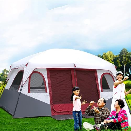 Tente 8-12 personnes, tente familiale avec 2 chambres, tente de camping, tente dôme 8-13 personnes, imperméable, portable et facile à monter, tente coupe-vent pour la famille, adaptée aux voyages