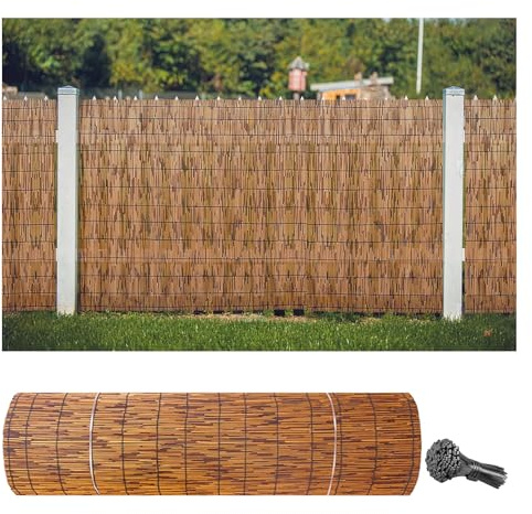Recinzione in bambù, Blackout Canne Recinzioni, Privacy Bamboo Stuoia, Esterno Canne Recinzione per Giardino Balcone Piscina Cortile Recinzioni E Decorazioni(165 * 1000cm)