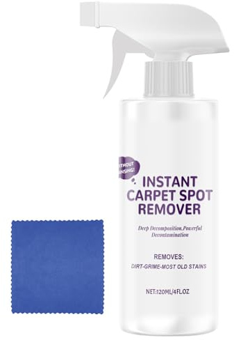 Eliminador de manchas de alfombras, eliminador de manchas instantáneas para tejidos, 120 ml – Spray de secado rápido para eliminar la suciedad, líquido de limpieza para suelos, sofás, muebles y