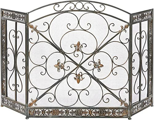 Fireplace Screens Modern Fireplace Screen Cover Safety Protective Heat Spark Metal Green Silver Fireplace Screen Flat Fireplace