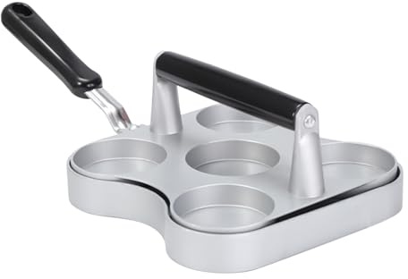 5 sektioner aluminiumalliag kakform hamburgare pressverktyg, non-stick grillkrossare, massivt trähandtag bakpress, hamburgarkvarn för grill i