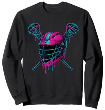 Dripping Lacrosse Helmet Ice Cream Drip Cool Boys Girls Lax Sweatshirt