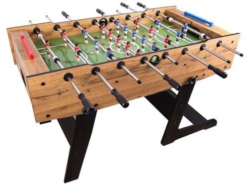 BAYAGU Futbolín Plegable 140 x 72 x 86 cm SpaceFlex, Mesa de Fútbol con 22 Jugadores, Estructura MDF 18 mm, Barras 16 mm, Marcador de Goles, Juego Interior, Entretenimiento Familiar