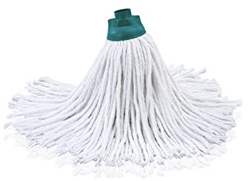 Leifheit 52070 Testina Sostitutiva Lavapavimenti A Frange, Cotone, Classic Mop Cotton, Bianco, 8 x 8 x 31 cm