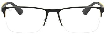 Ray-Ban Unisex RX6335 Rectangular Prescription Eyewear Frames, Black On Arista/Demo Lens, 56 mm