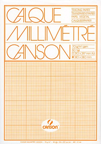 CANSON - Bloc calque millimétré, format A4, extra transparent,70/75 g/m2