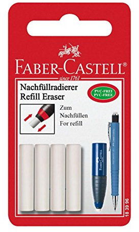 FABER-CASTELL 183996 – Ersatzradierer Eraser Pen, Radierstift, 4 Stück im Blister
