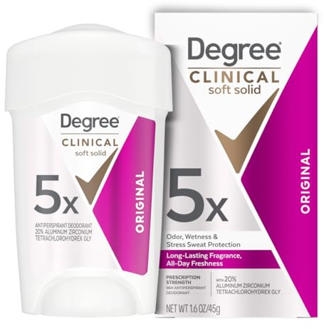 Degree Clinical Strength Antiperspirant Deodorant 72-Hour Sweat and Odor Protection Original Soft Solid 5in1 Types of Sweat 1.7 oz