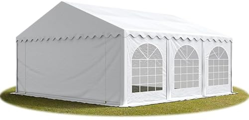 Festzelt Partyzelt 5x6 m Premium, hochwertige PVC Plane 750 N in weiß 100% wasserdicht mit Bodenrahmen