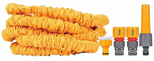 Hozelock Superhoze Expandable Hose + 2 Aquastop Fittings + 1 Yellow Watering Lance 40 m