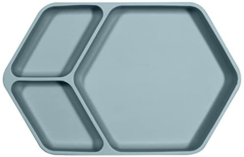 Kindsgut Silikon-Teller, Sauggeschirr aus Silikon, guter Halt und rutschfest dank Saugnapf, frei von BPA und FDA-konform, Aquamarin