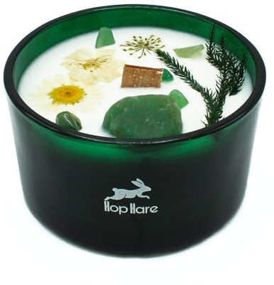 Ancient Wisdom Magic Candle med blommor och ädelstenar Hop Hare - Handgjorda Sojavaxljus - 8,8x5 cm (The Magic)